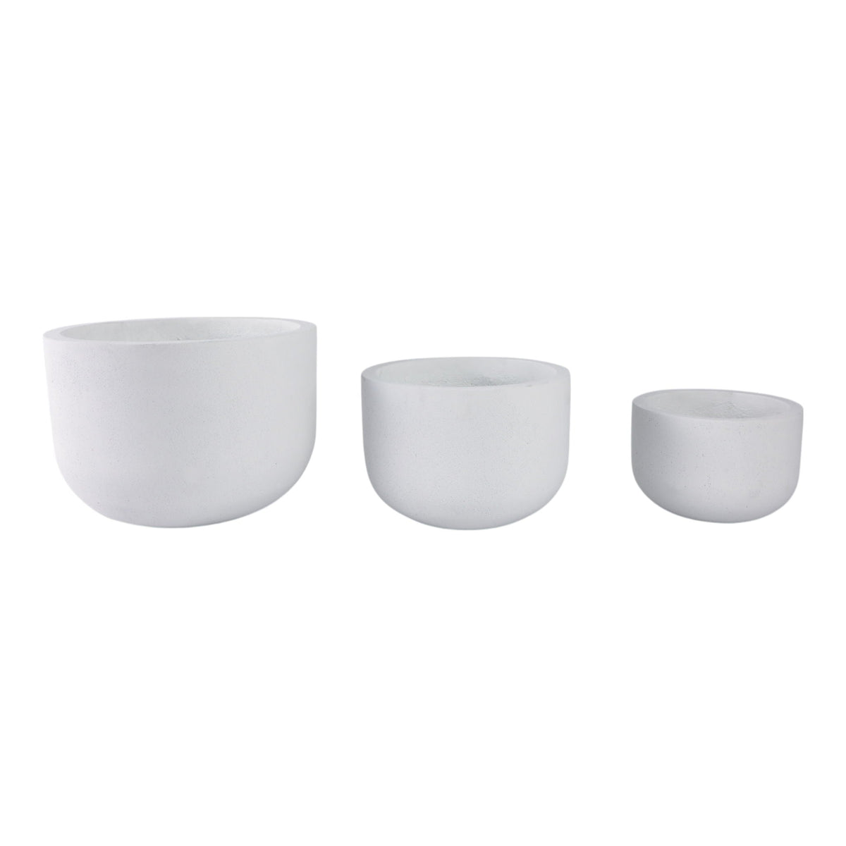 9" / 12" / 15" Rounded Cement Planters (Set of 3) - White