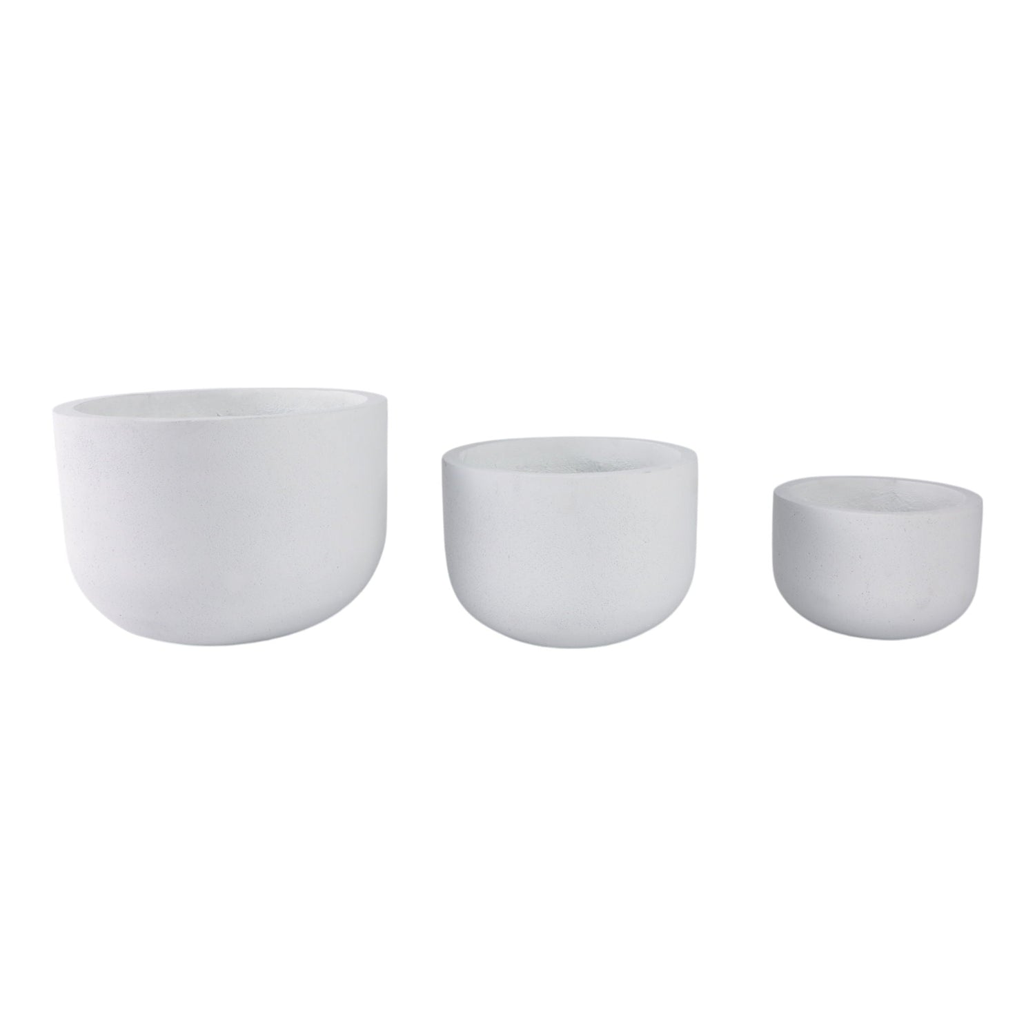 9" / 12" / 15" Rounded Cement Planters (Set of 3) - White