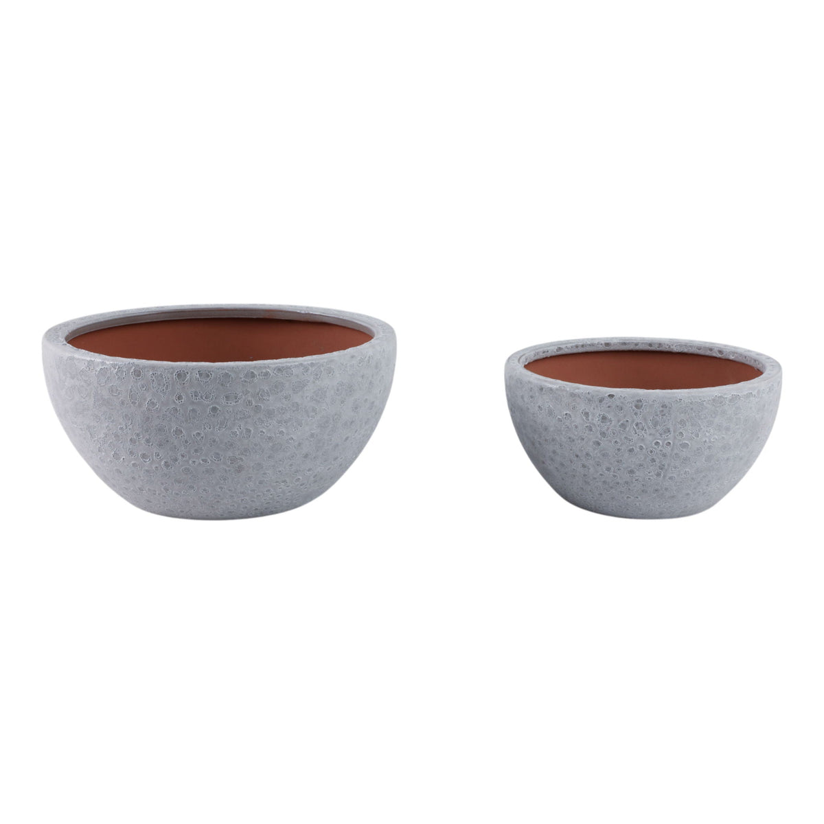10" / 13" Lava Bowl Planters (Set of 2) - White