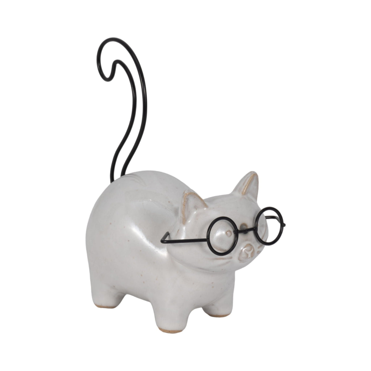 Ceramic Standing Kitty 6" - White / Black