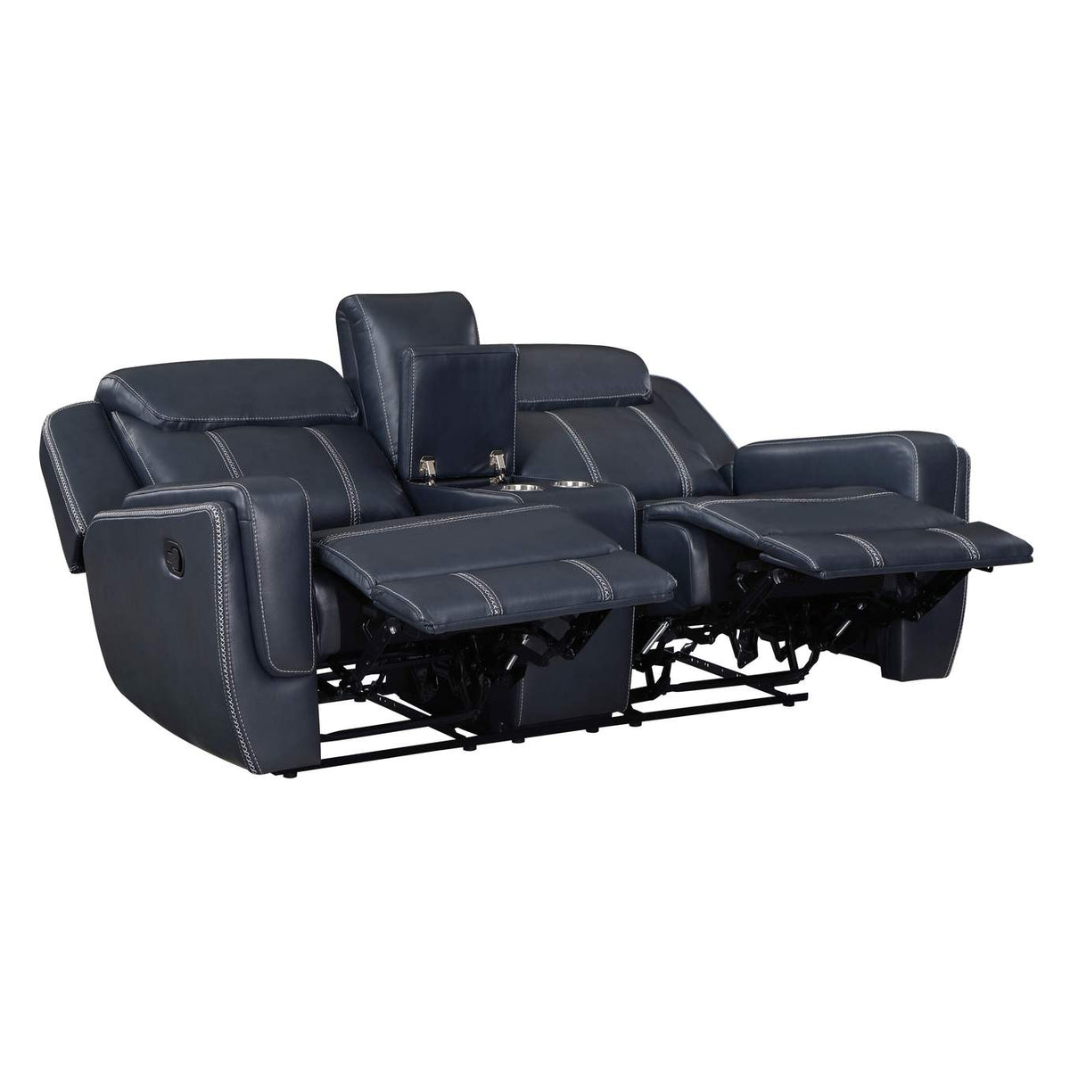 8516BU-2 Littleton Double Reclining Love Seat with Center Console, Receptacles and USB Ports