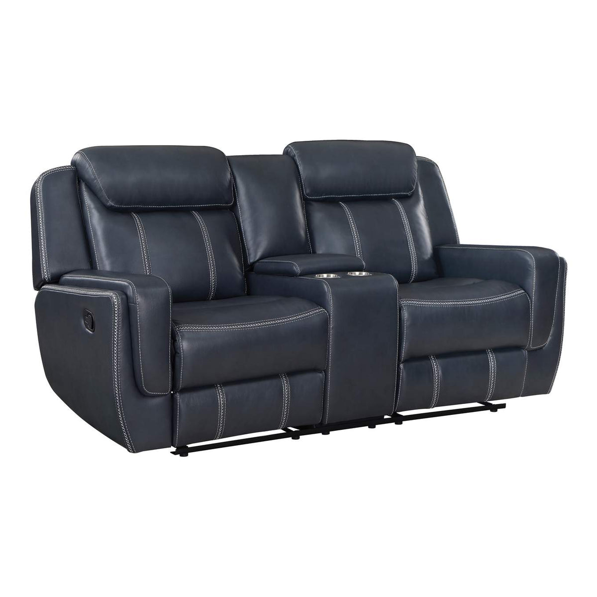 8516BU-2 Littleton Double Reclining Love Seat with Center Console, Receptacles and USB Ports