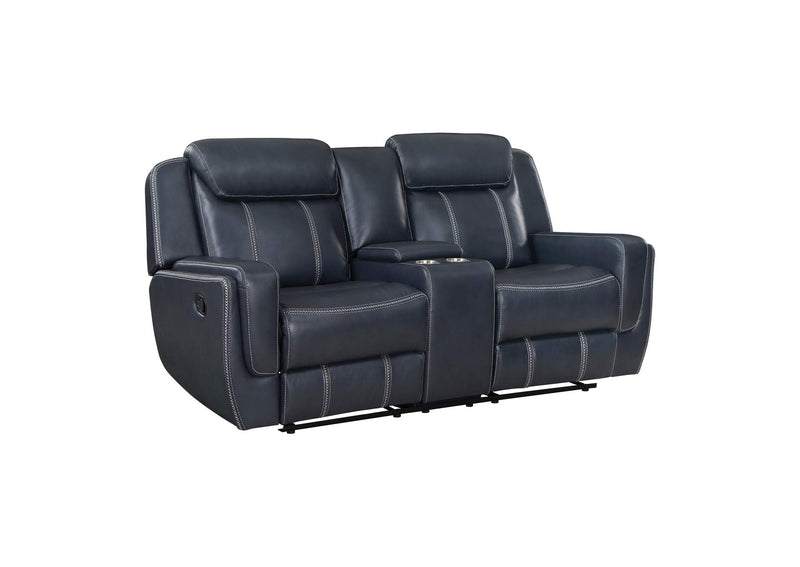 8516BU-2 Littleton Double Reclining Love Seat with Center Console, Receptacles and USB Ports