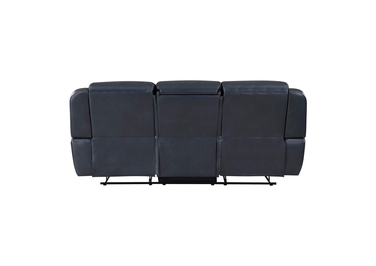 8516BU-3 Littleton Double Reclining Sofa with Center Drop-Down Cup Holders,Storage Pouch, Receptacles and USB Ports