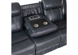 8516BU-3 Littleton Double Reclining Sofa with Center Drop-Down Cup Holders,Storage Pouch, Receptacles and USB Ports