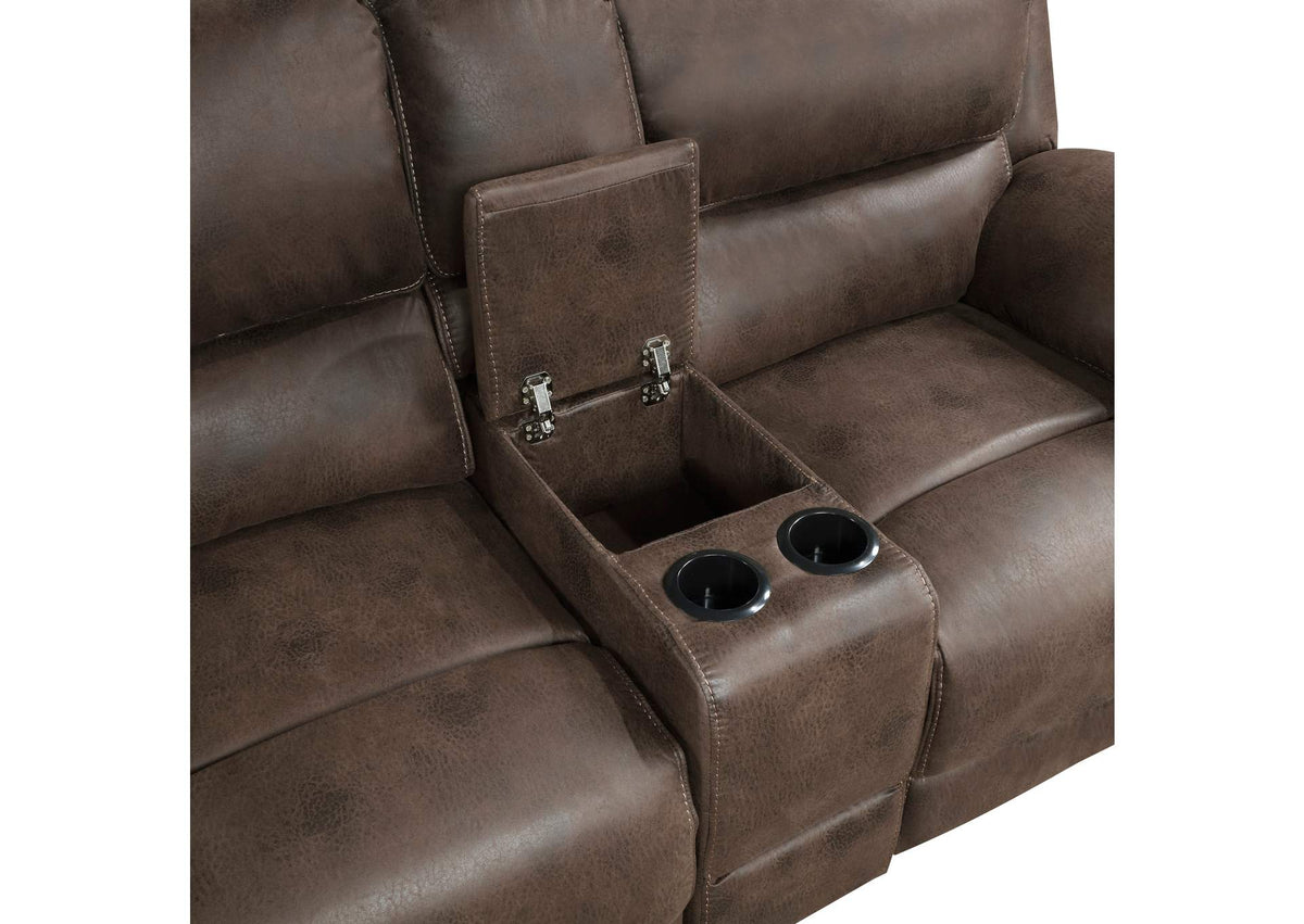 8517BRW-2 Proctor Double Reclining Love Seat with Center Console
