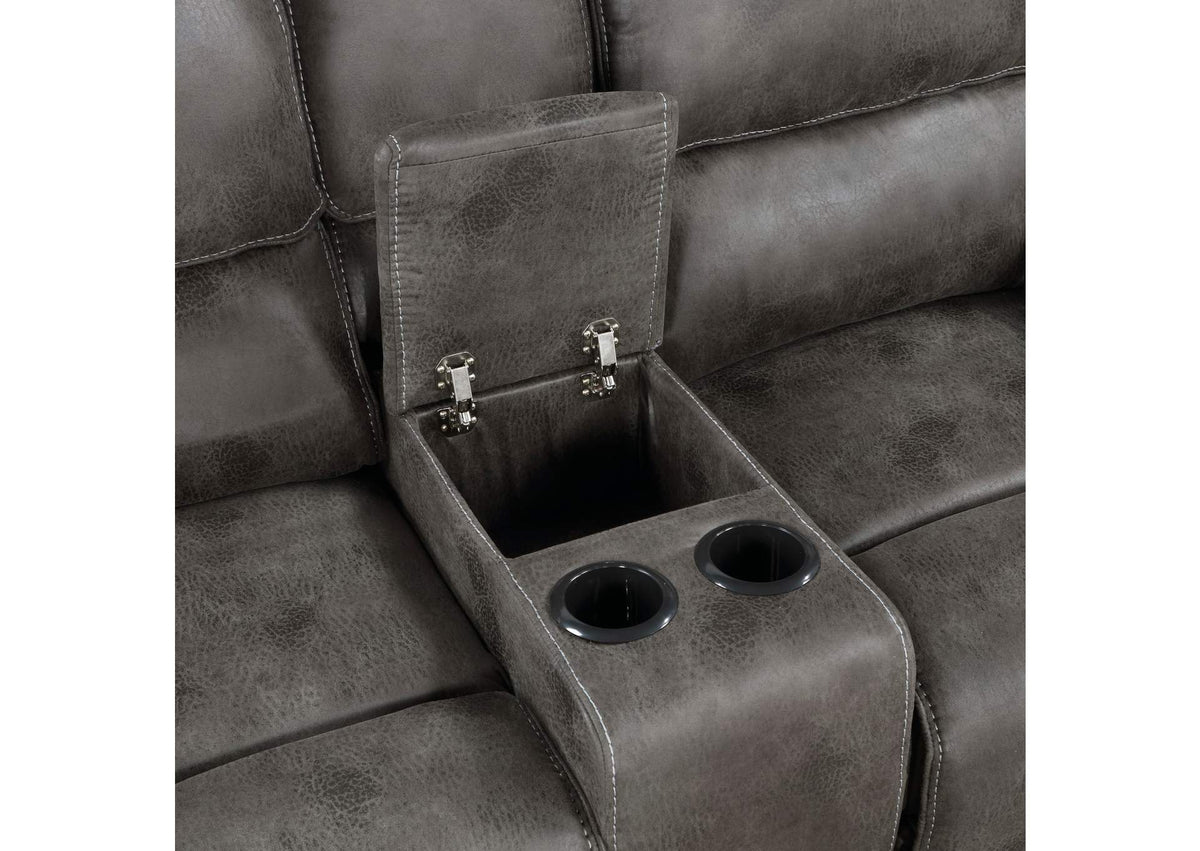 8517GRY-2 Proctor Double Reclining Love Seat with Center Console