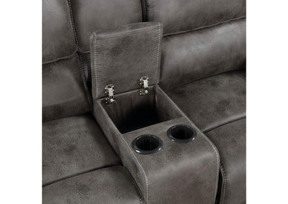 8517GRY-2 Proctor Double Reclining Love Seat with Center Console