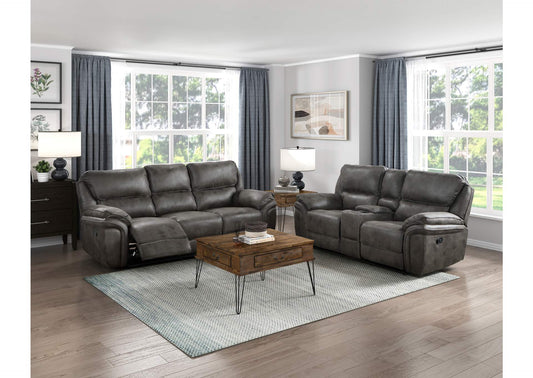 8517GRY-2 Proctor Double Reclining Love Seat with Center Console
