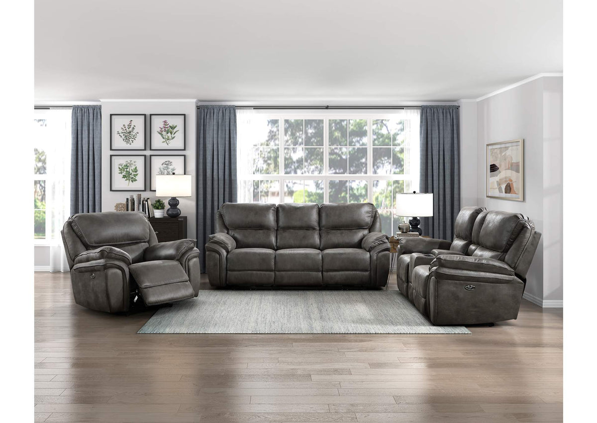 8517GRY-2PW Proctor Power Double Reclining Love Seat with Center Console