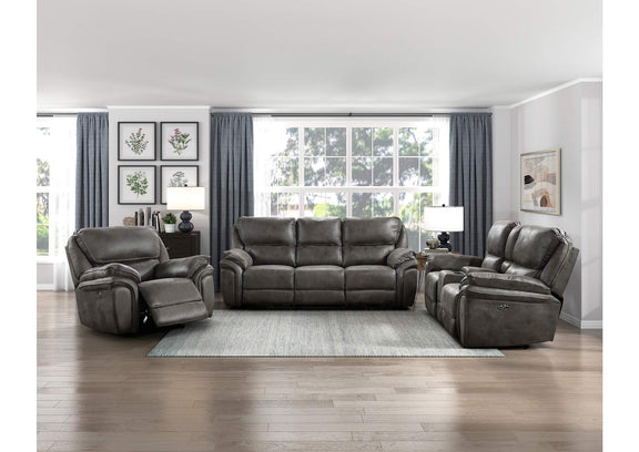 8517GRY-2PW Proctor Power Double Reclining Love Seat with Center Console