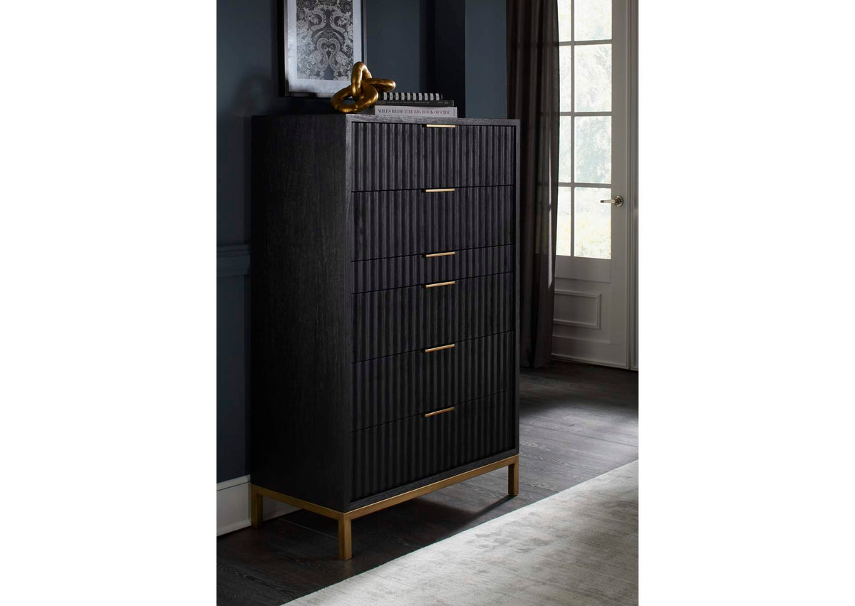 8ZU584A Kentfield Solid Wood Six Drawer Chest In Black Drifted Oak (2024)