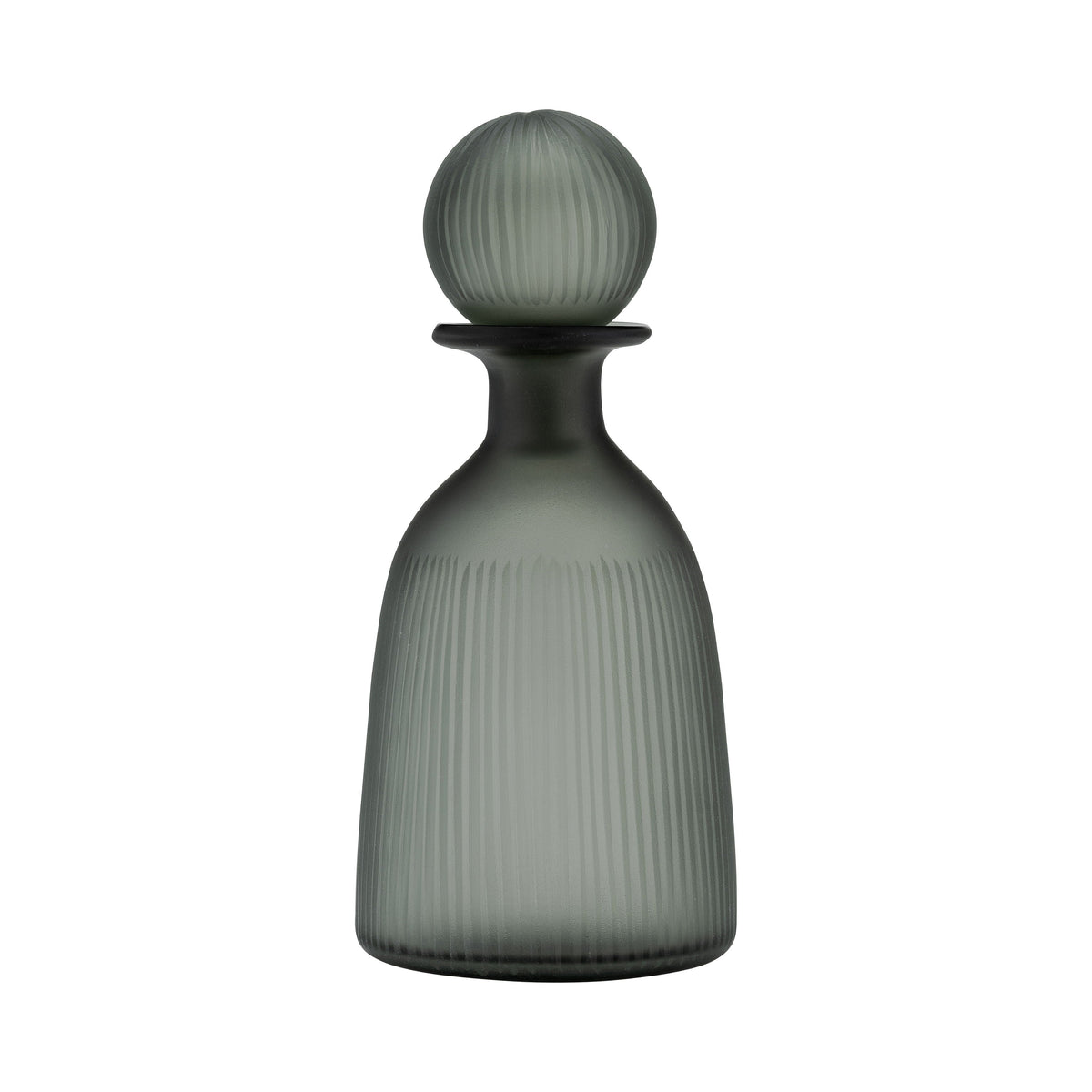 Glass Vase With Lid 13" - Green / Smoke