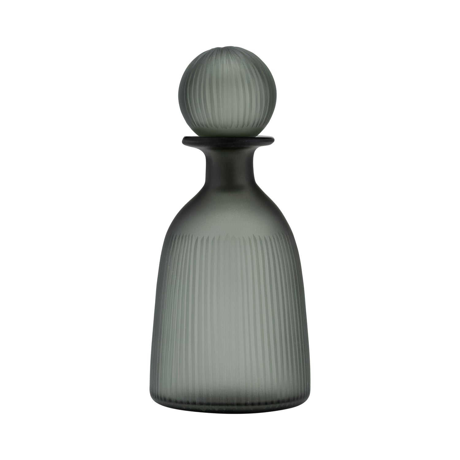 Glass Vase With Lid 13" - Green / Smoke
