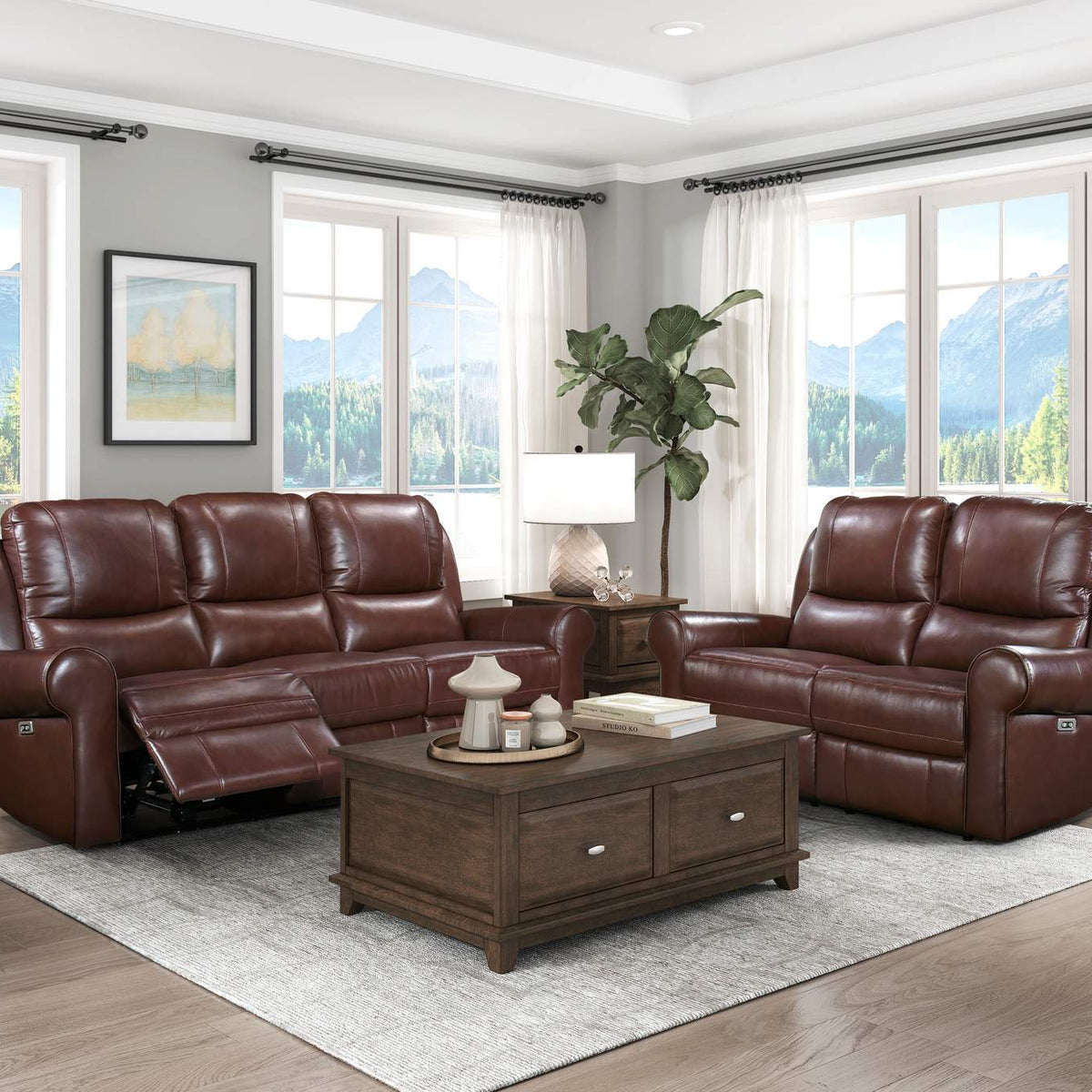 8546BR-2PWH McCall Power Double Reclining Love Seat with Power Headrests and Charging Ports