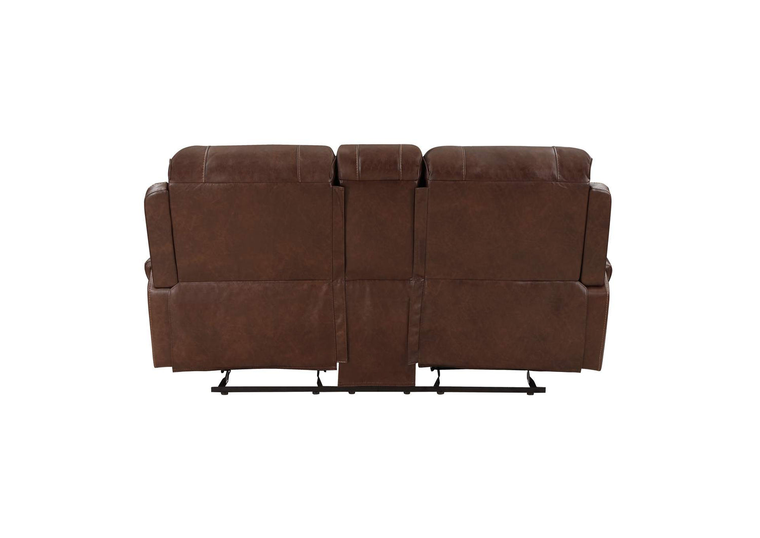 8549BRW-2 Newnan Double Glider Reclining Love Seat with Center Console, Receptacles and USB Ports