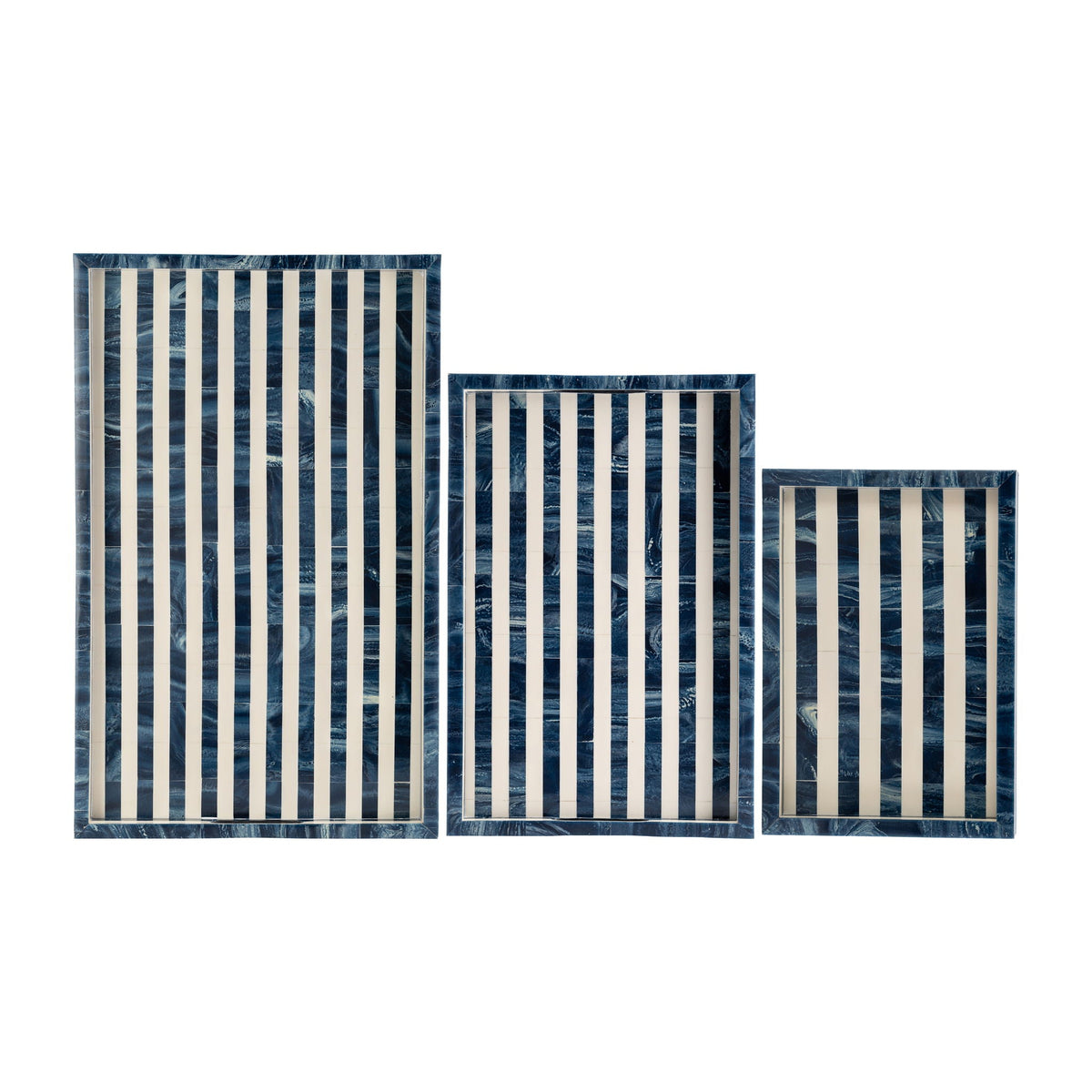 13" / 18" / 24" Resin Striped Trays - Blue / White