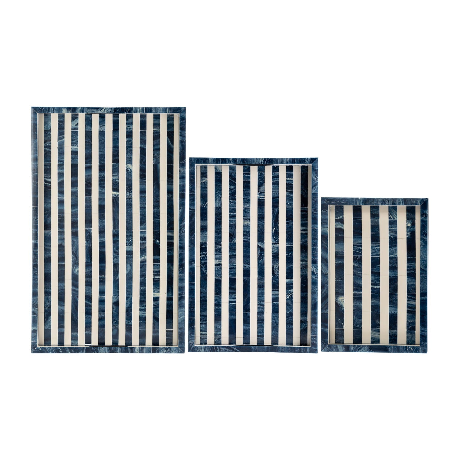 13" / 18" / 24" Resin Striped Trays - Blue / White