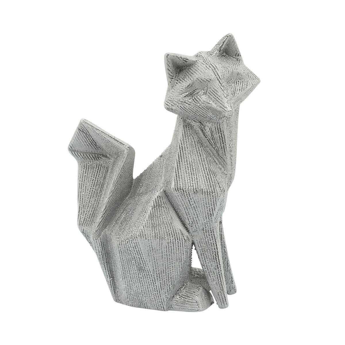 Ceramic 10" Beaded Fox Figurine - Silver
