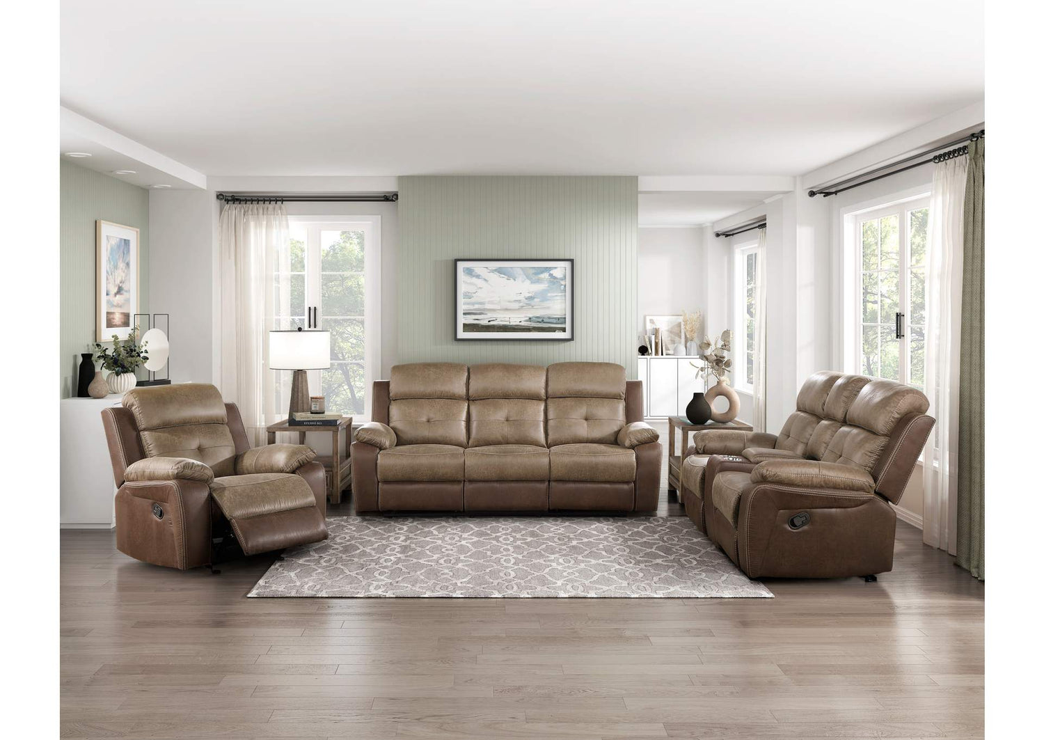 8599BR-2 Glendale Double Glider Reclining Love Seat with Center Console