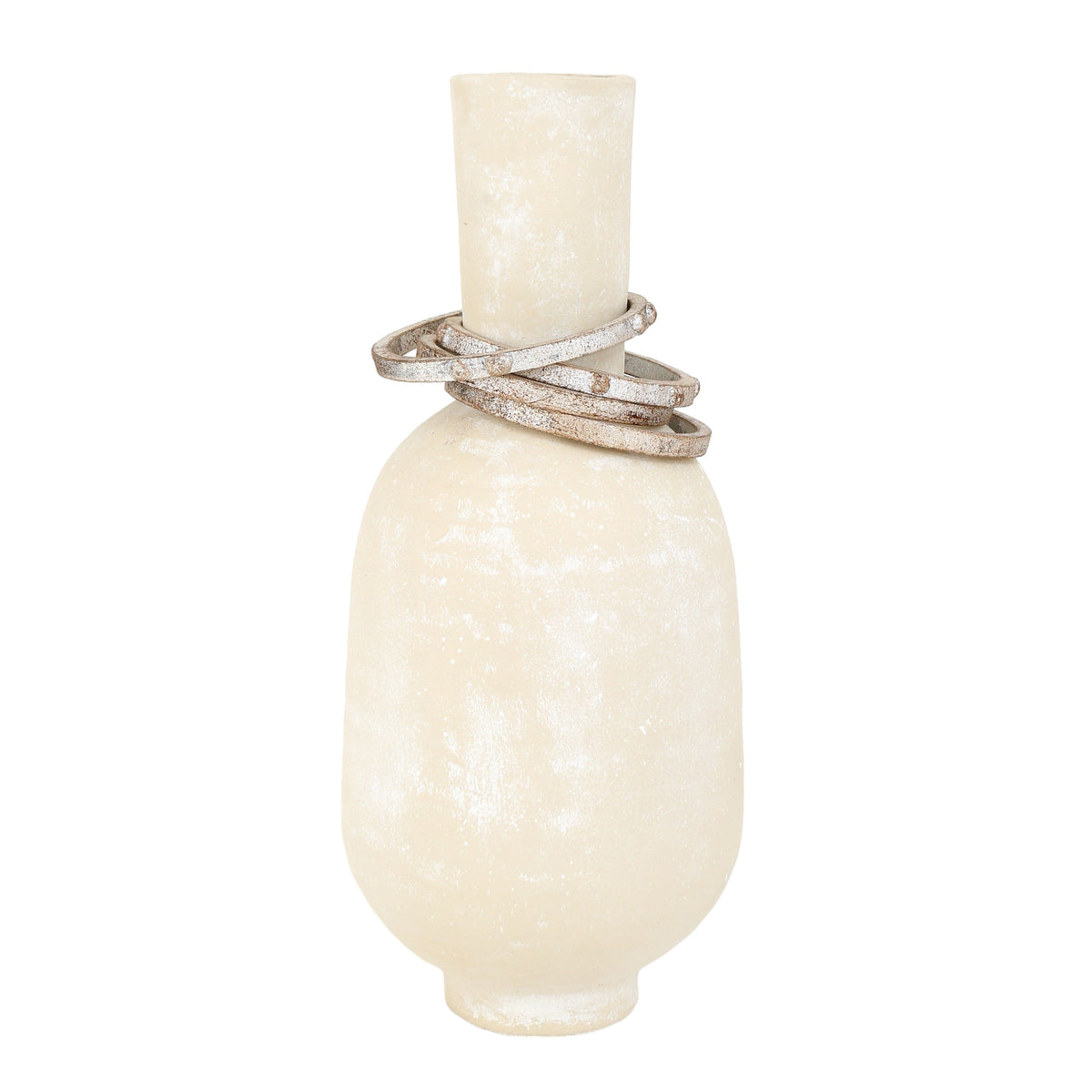 16" Grant Large Ecomix Vase With Rings - Beige