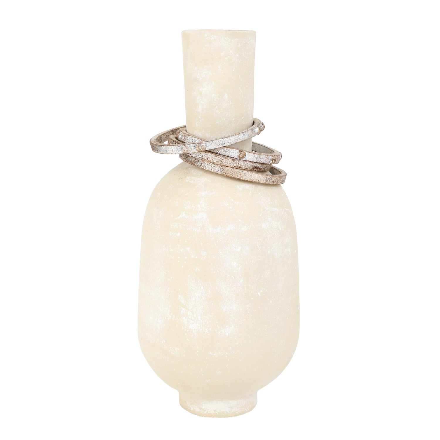 16" Grant Large Ecomix Vase With Rings - Beige
