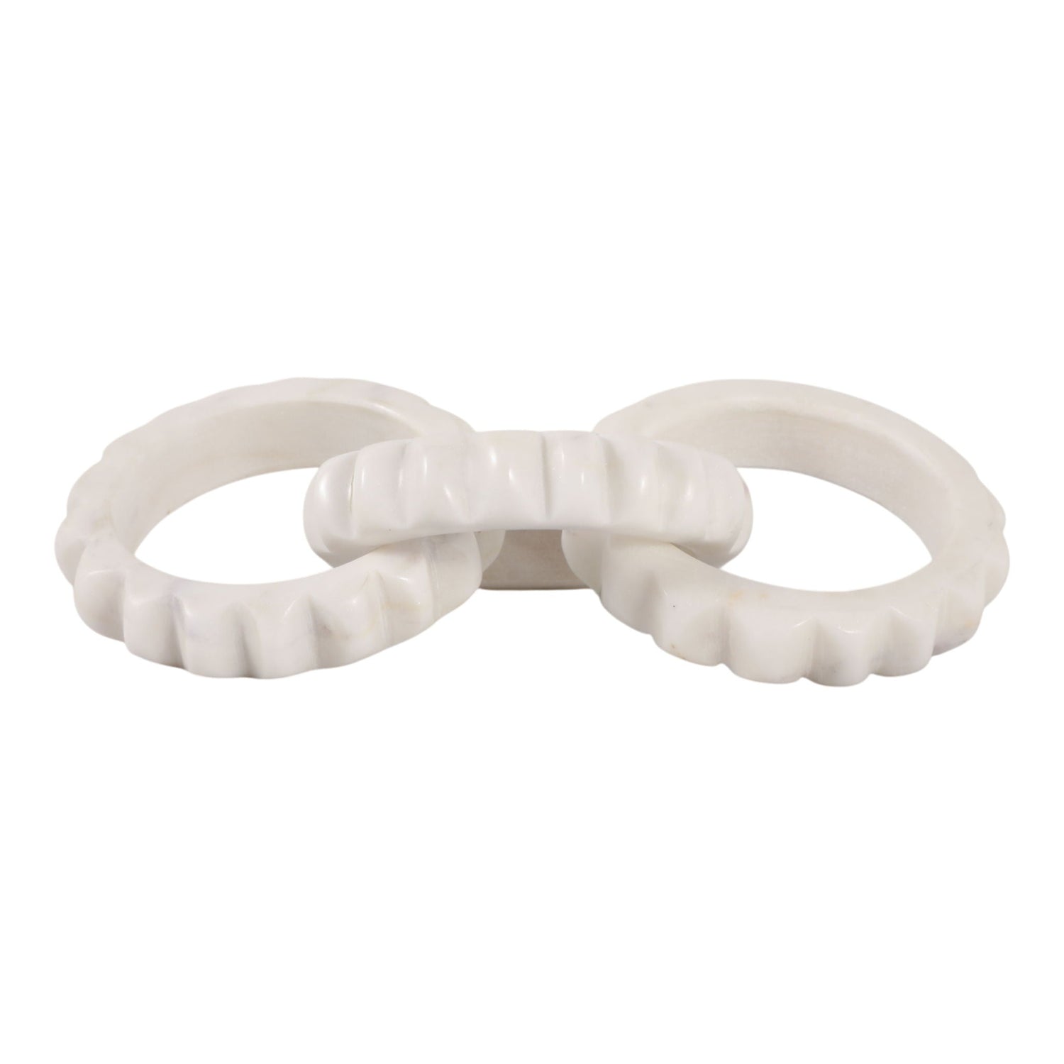 8" Lonna Carved Marble Chain Object - Beige