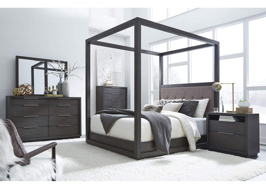 AZU5H4 Oxford Upholstered Canopy Bed In Dolphin