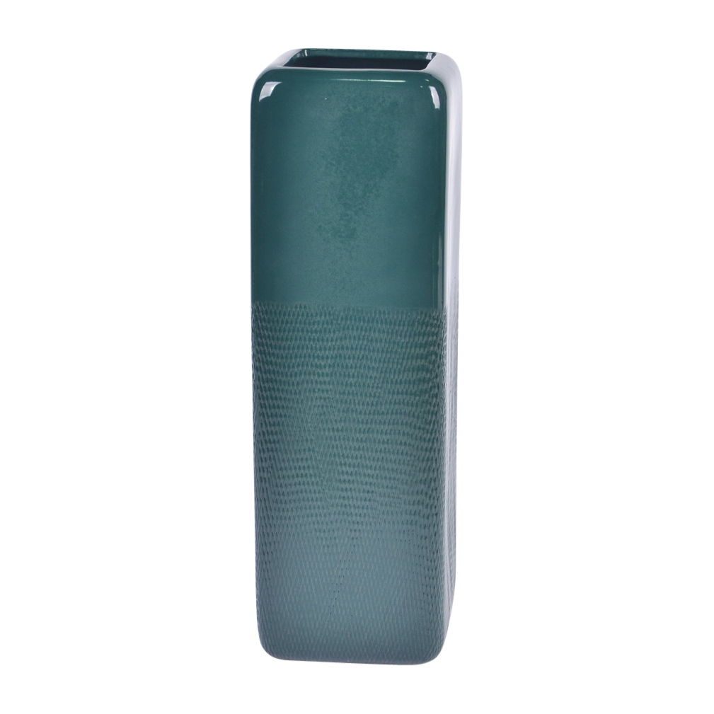 Squared Grooved Vase - Forest Green