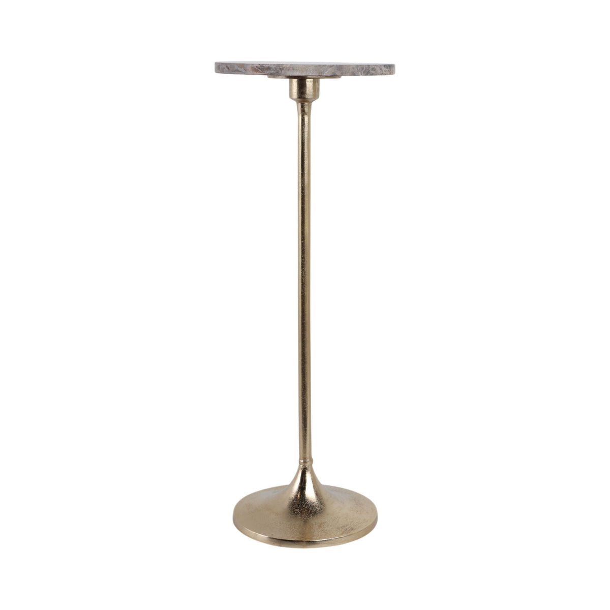 27" x 10" Marble Top Drink Table - Brown / Gold