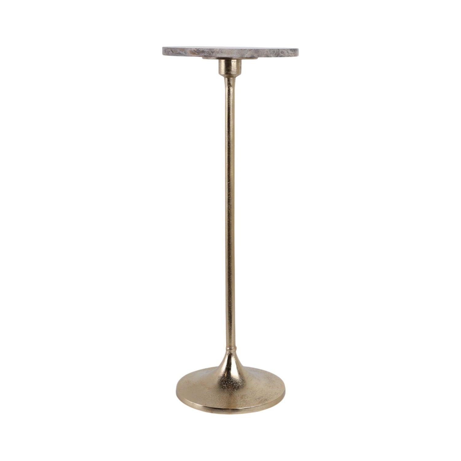 27" x 10" Marble Top Drink Table - Brown / Gold