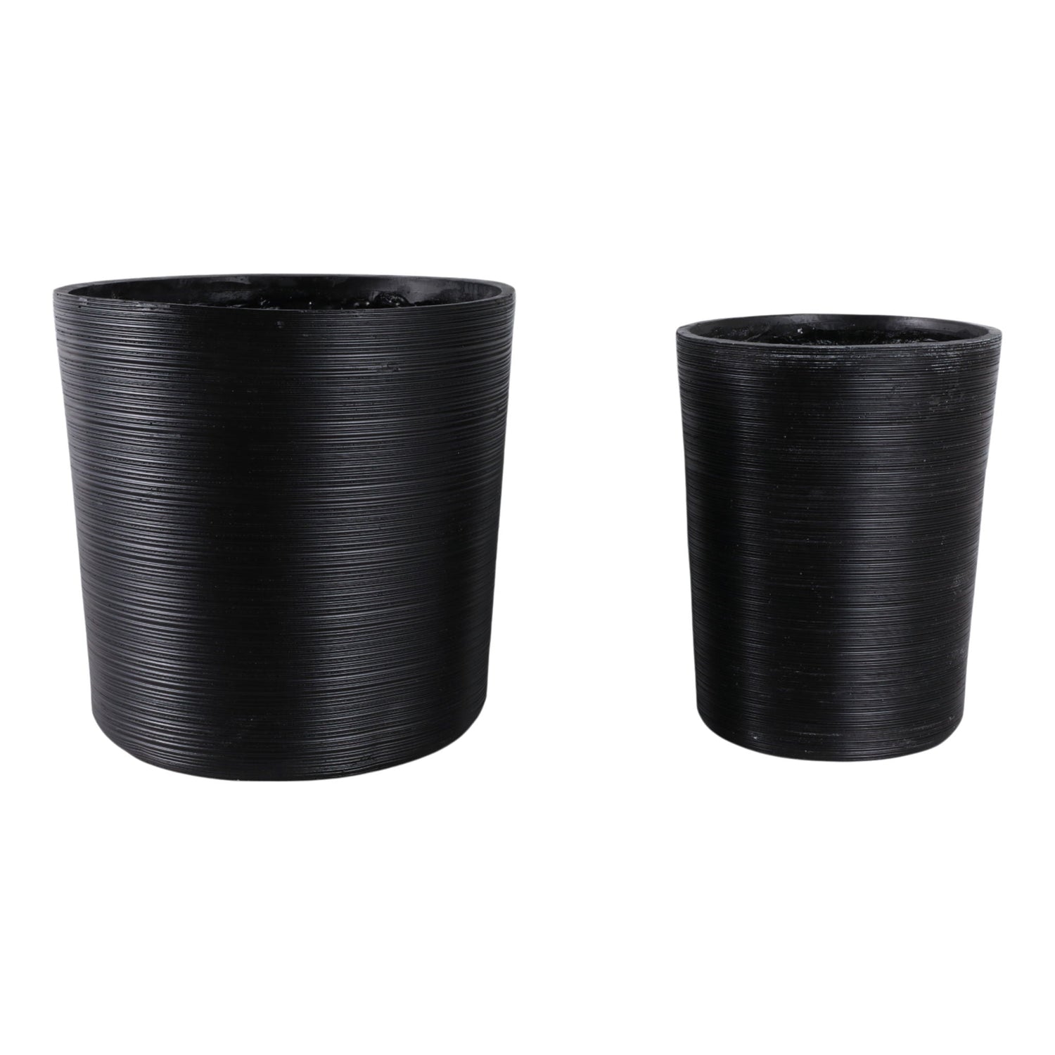 19" / 21" Tall Modern Lines Resin Planter (Set of 2) - Black