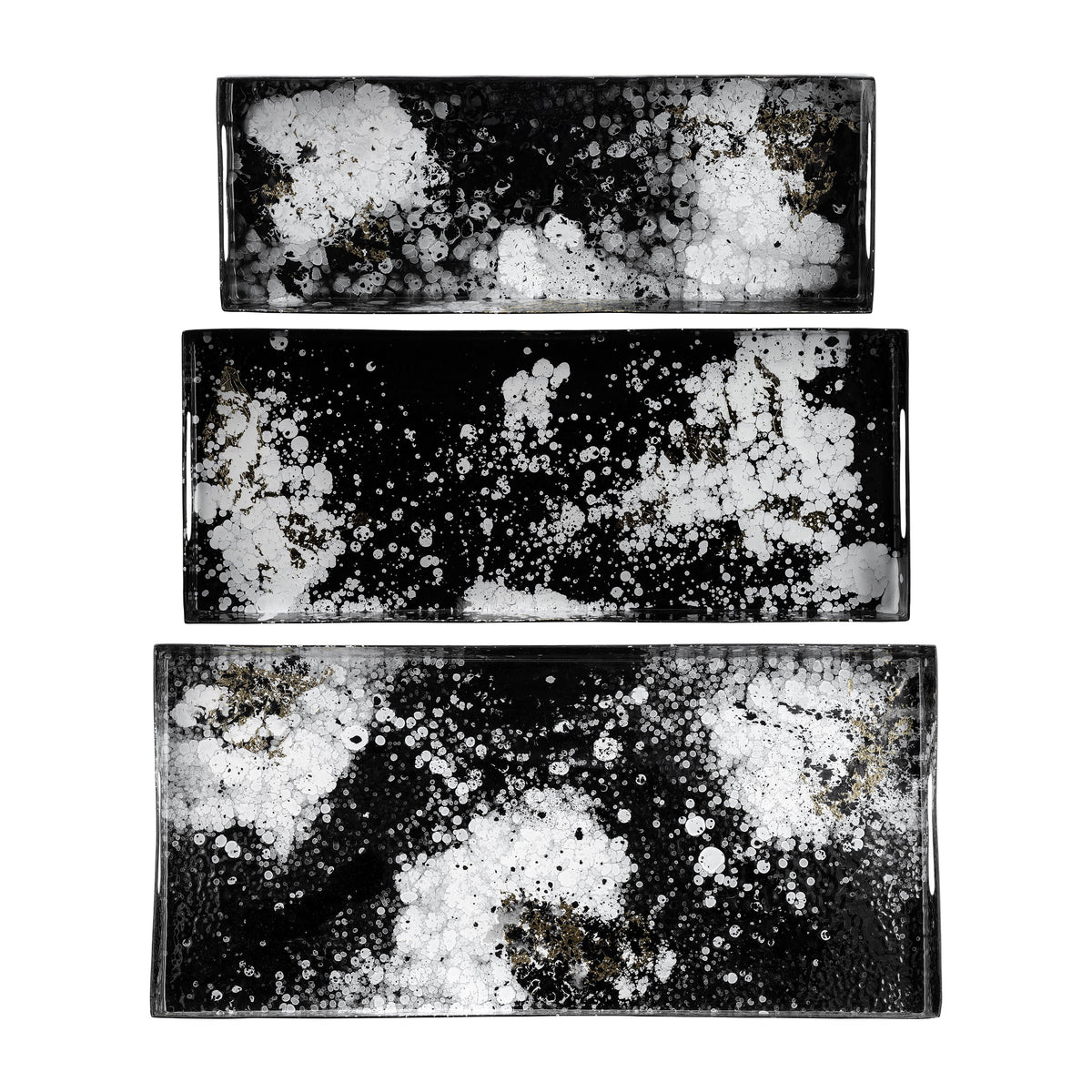 18" / 22" / 25" Metal Rectangular Trays (Set of 3) - Black / White