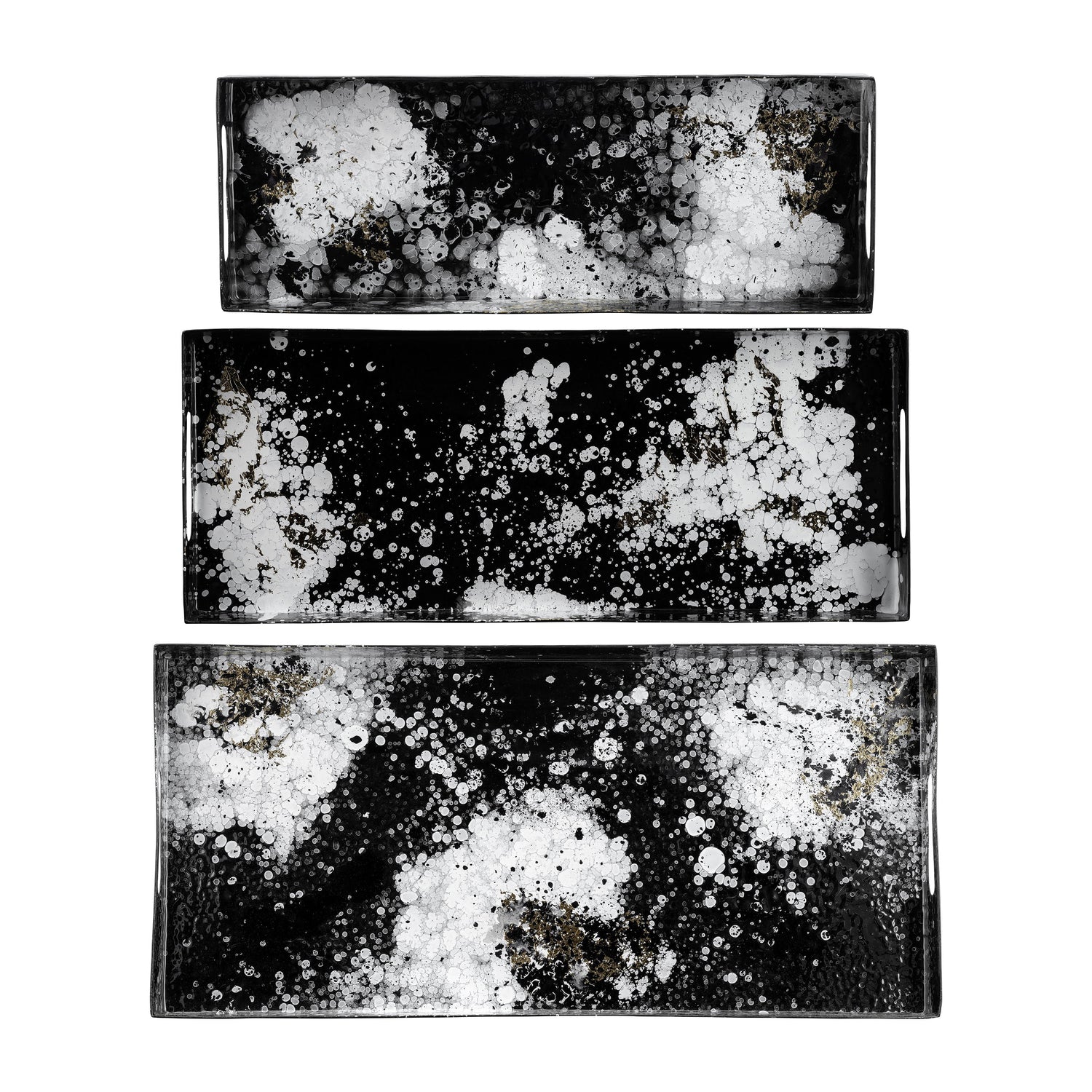 18" / 22" / 25" Metal Rectangular Trays (Set of 3) - Black / White
