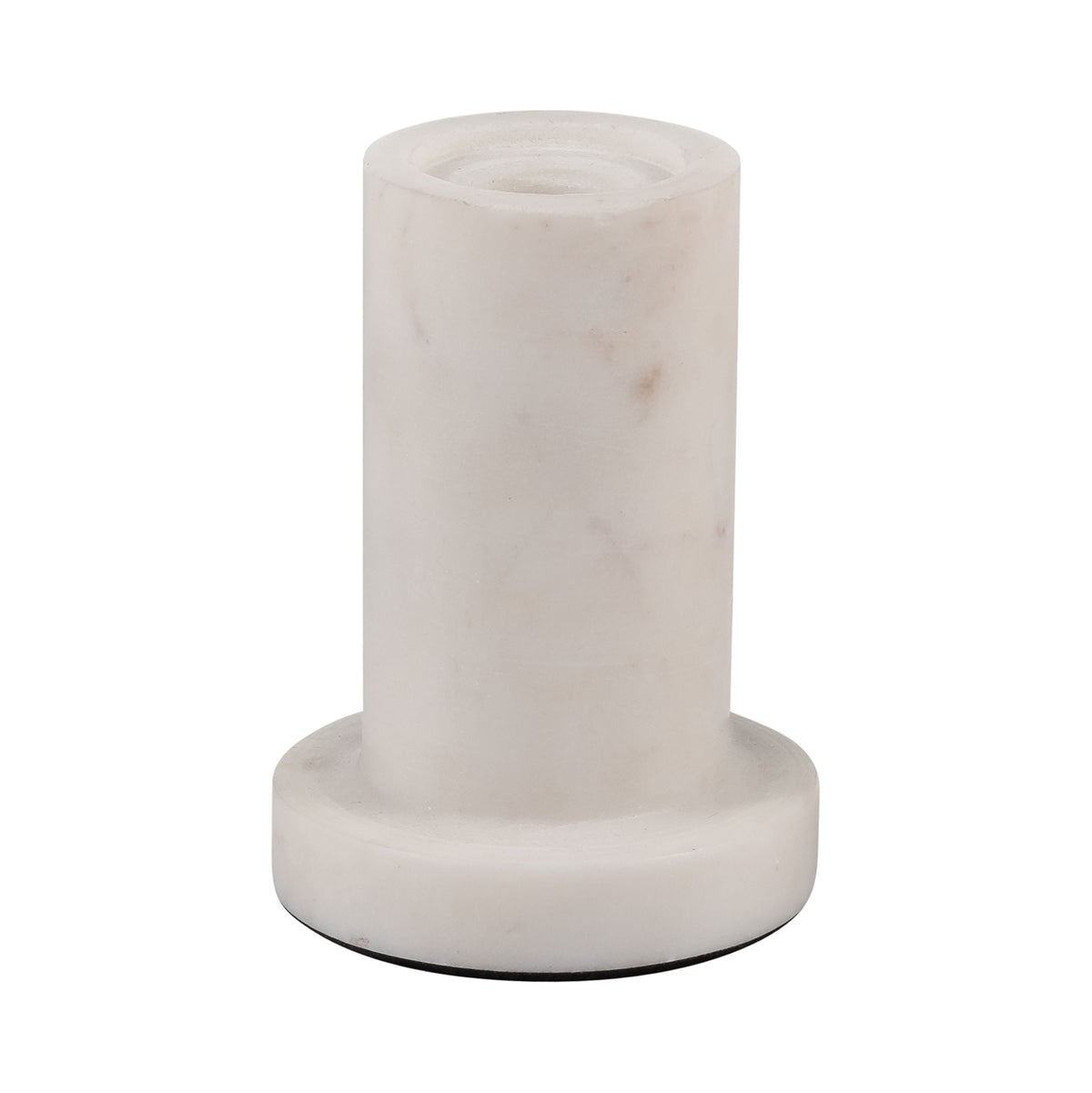 Marble Taper Candle Holder W/Flat Base 4" - White