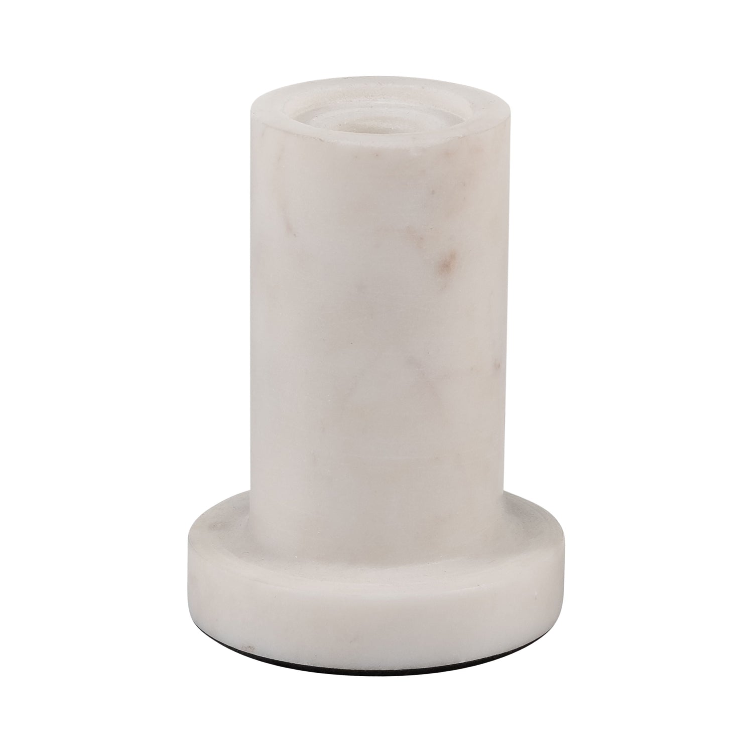 Marble Taper Candle Holder W/Flat Base 4" - White