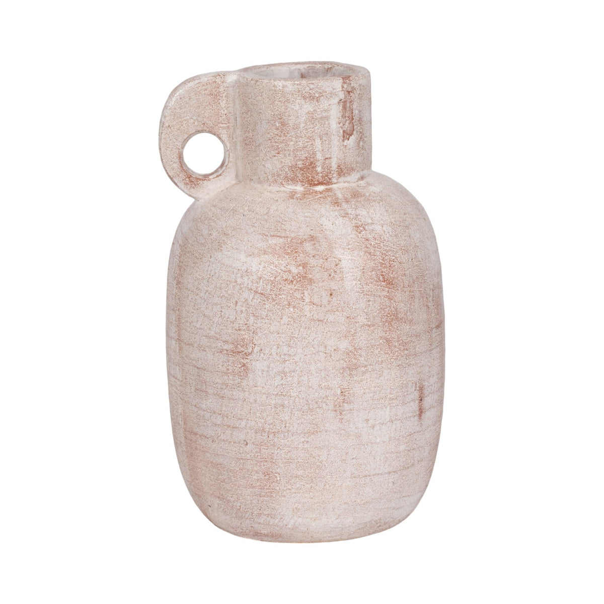 15" Modern Terracotta Jug Vase With Handle - Ivory