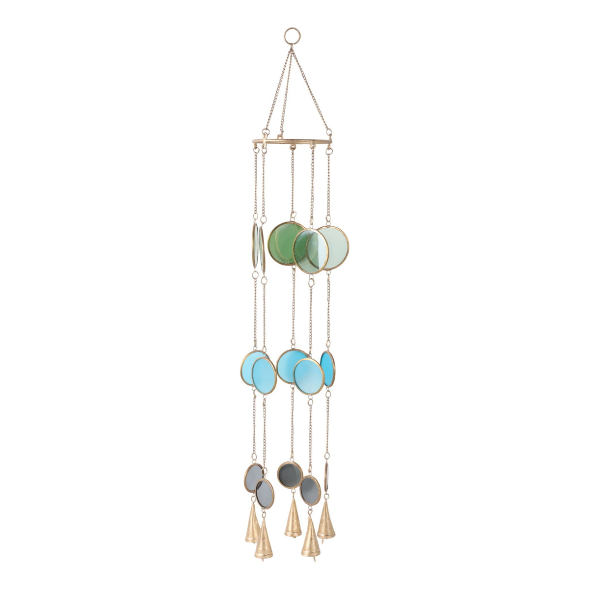 37" x 6" Modern Glass Discs Chime - Blue / Green