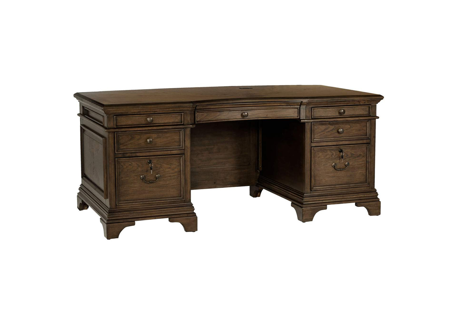 Hartshill 72-inch 7-drawer Executive Desk Burnished Oak