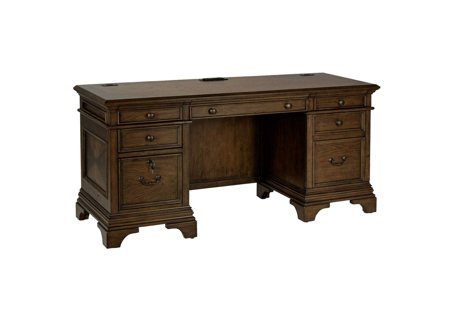 Hartshill 66-inch 5-drawer Credenza Office Desk Burnish Oak