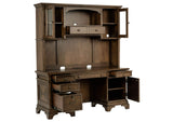 881283 Hartshill 66-inch 5-drawer Credenza with Hutch Burnished Oak