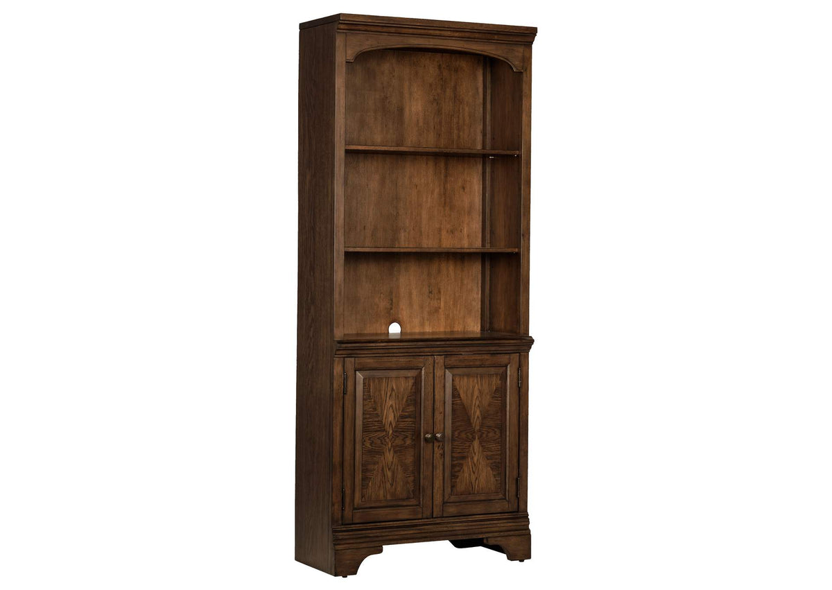 Hartshill 78-inch 3-shelf Cabinet Bookcase Burnished Oak