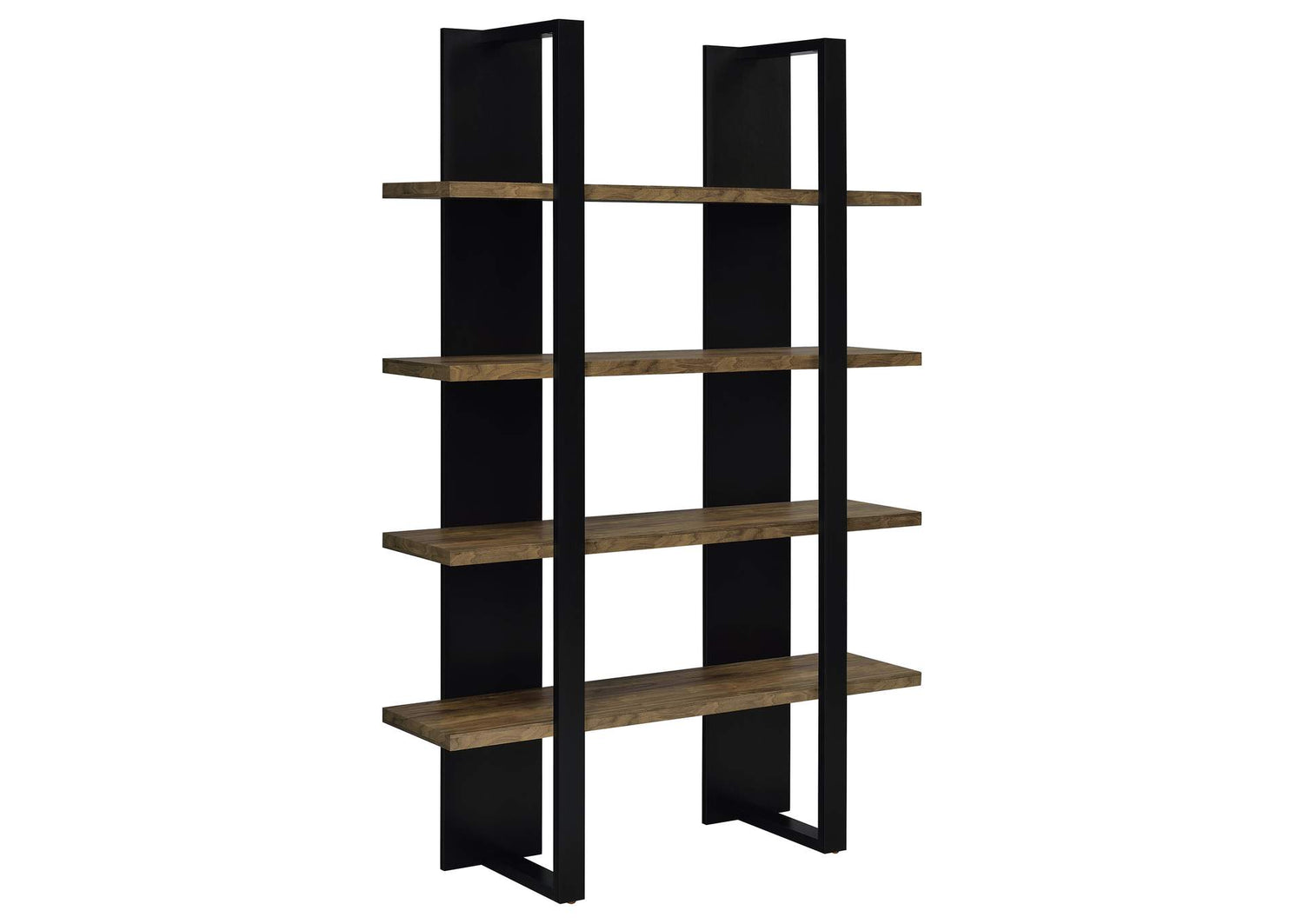 Danbrook 71-inch 4-shelf Bookshelf Black and Aged Walnut