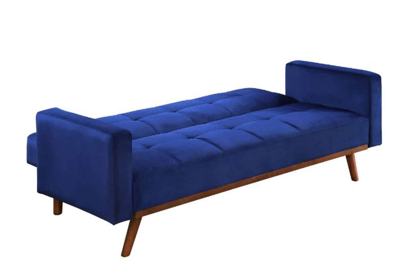 Tanitha - Futon - Blue Velvet &amp; Natural Finish