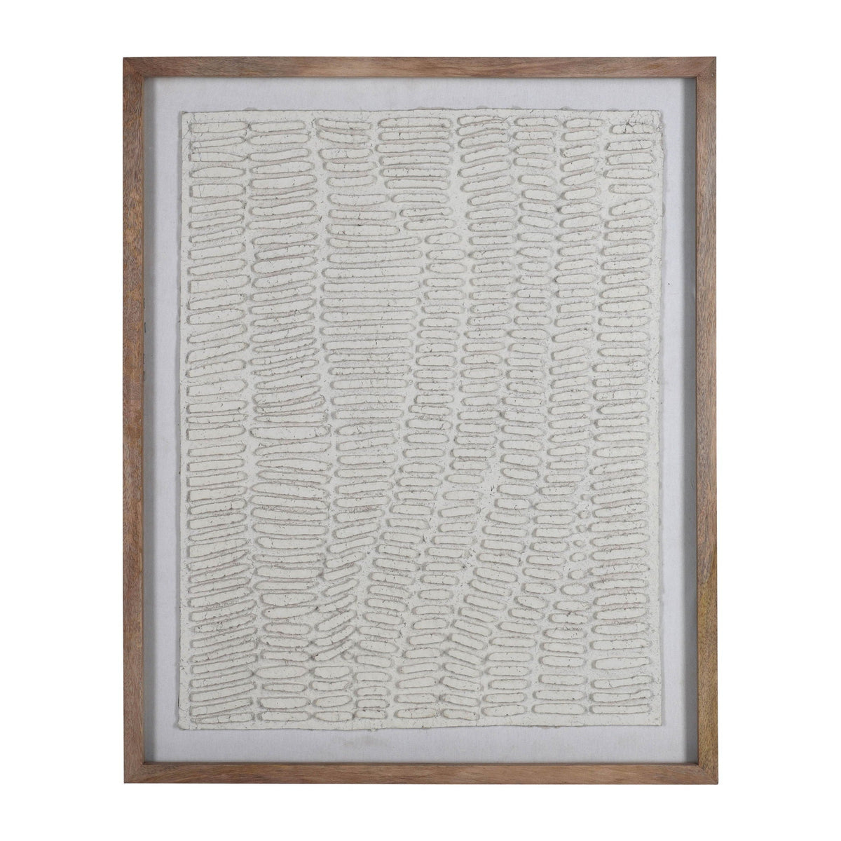 29 x 35 Paper Mache Wall Art Framed Glass - Gray