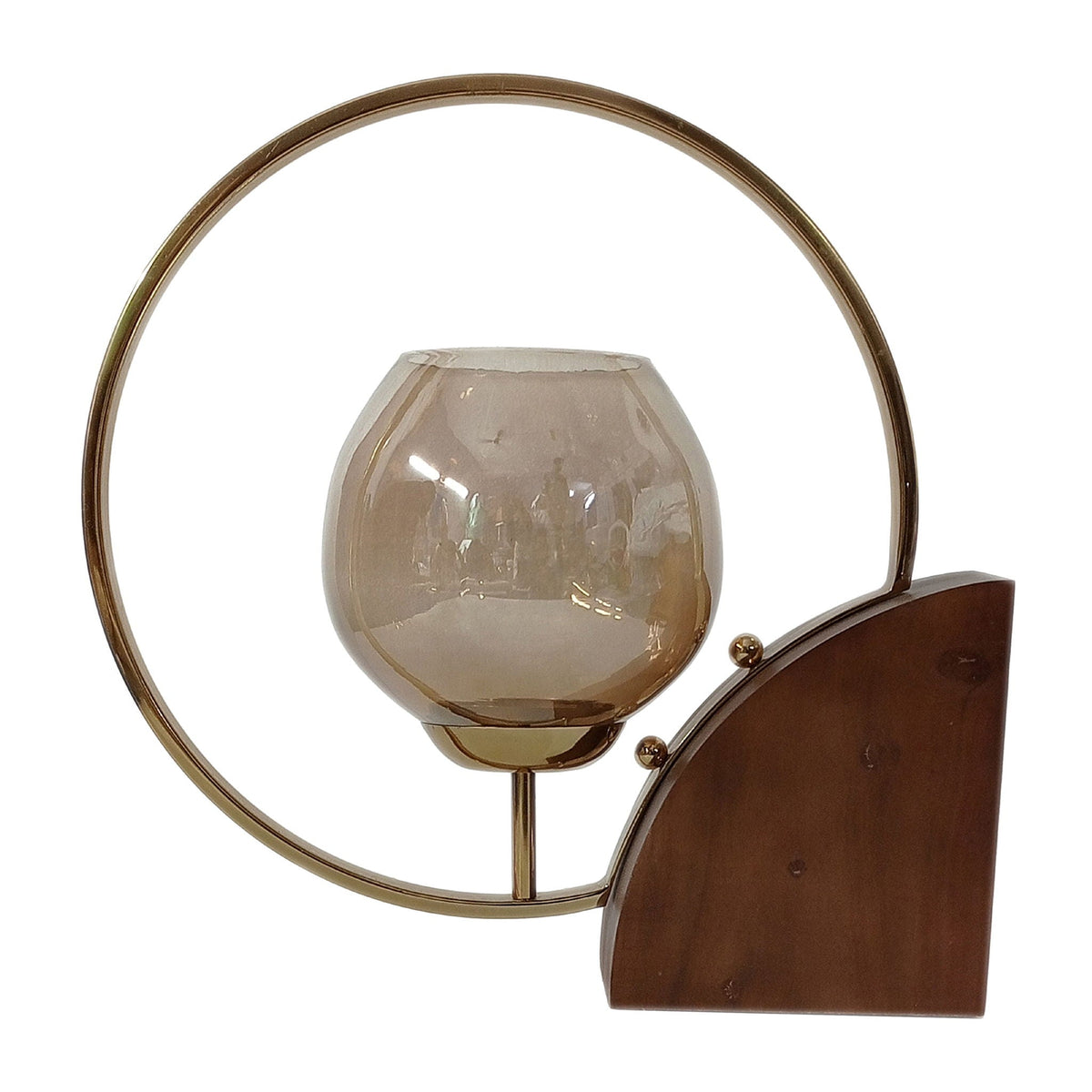 Metal 17" Half-Ring Candle Holder - Gold