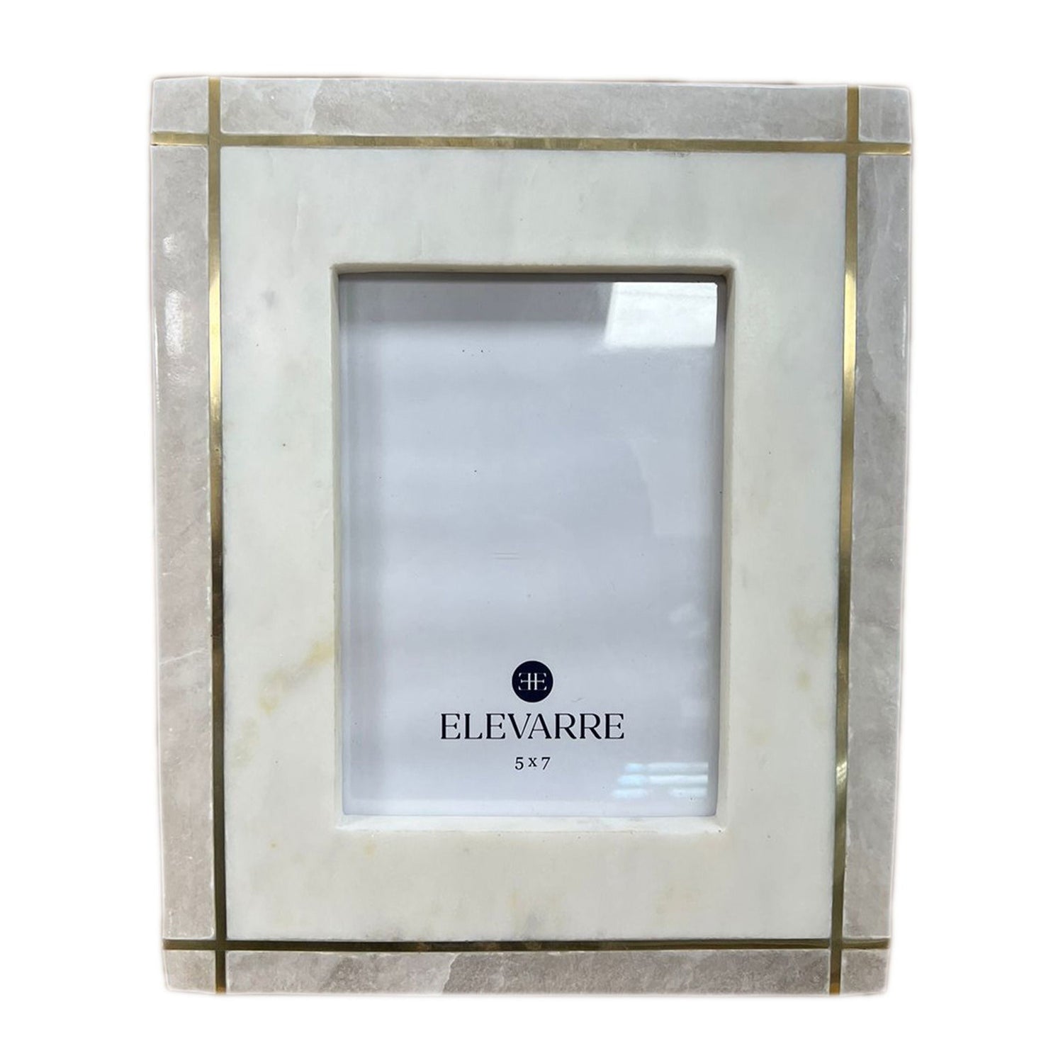 5"x7" Vero Alabaster And Marble Photo Frame - White / Gray