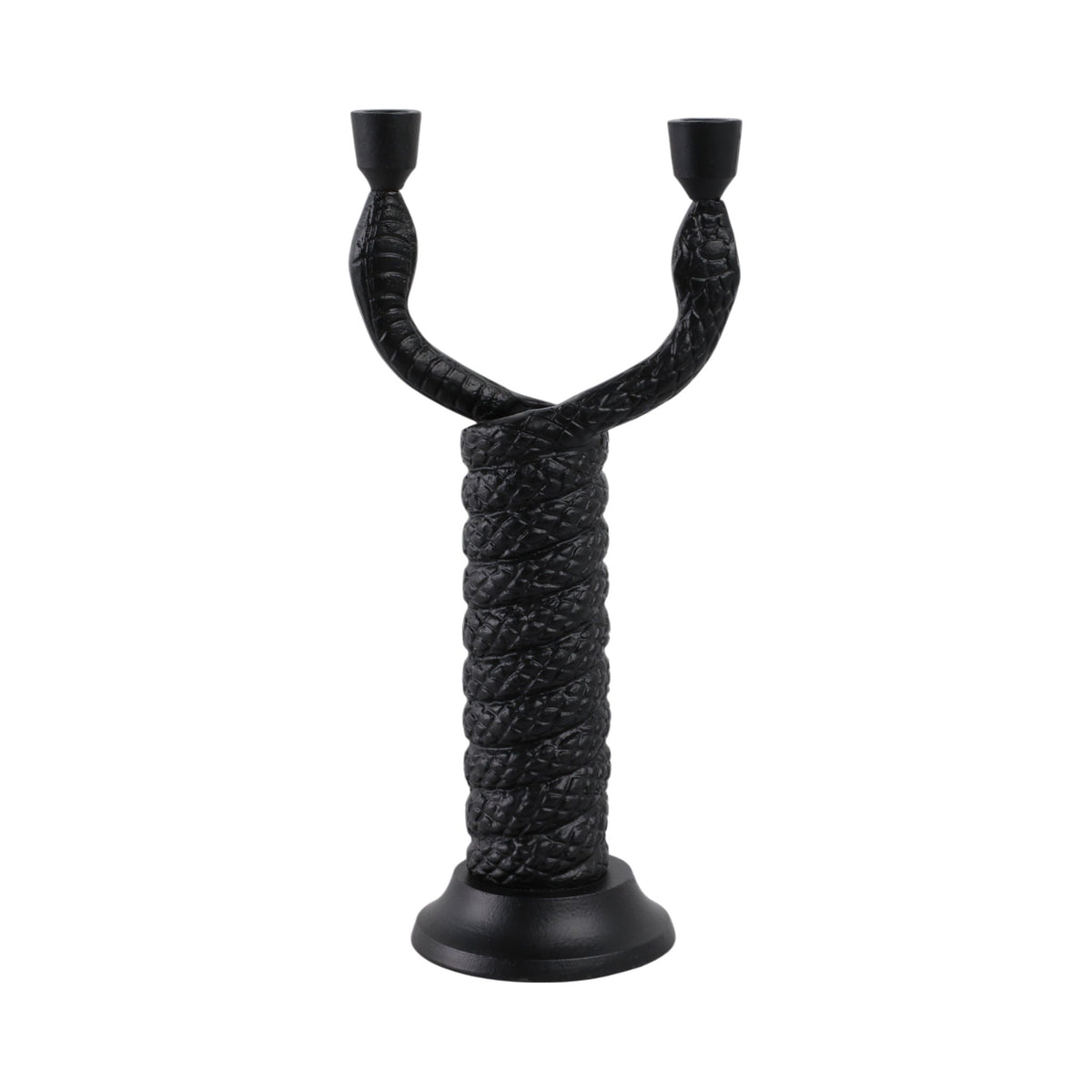 16" x 8" Twisted Snake 2-Taper Holder - Black