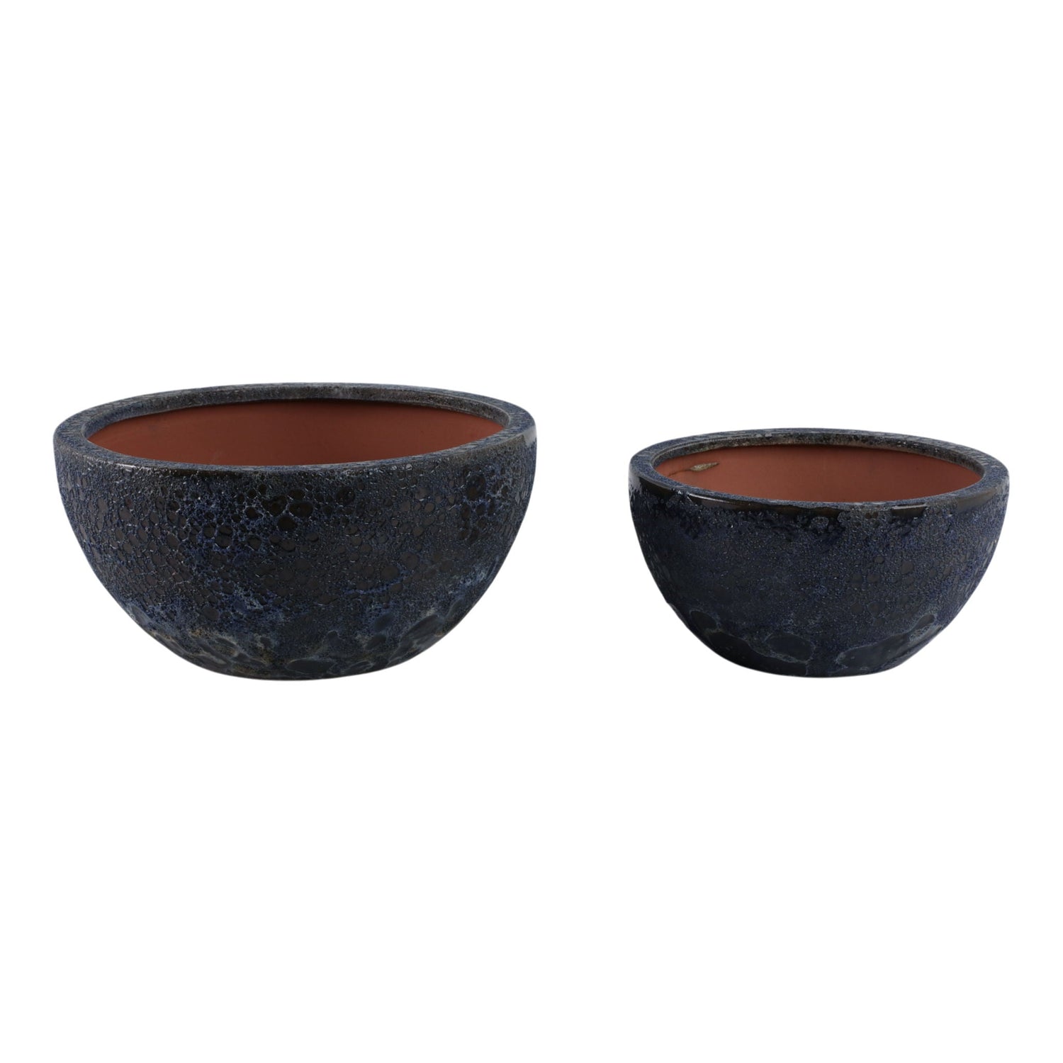 10" / 13" Lava Bowl Planters (Set of 2) - Blue