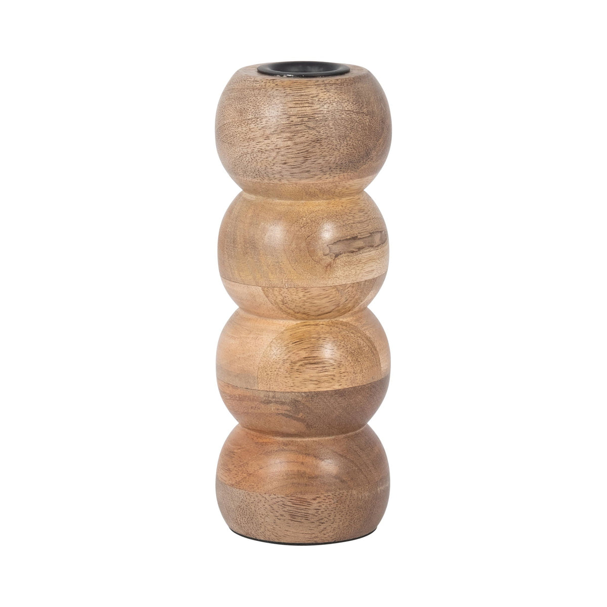 Wood 7" Ribbed Votive Holder - Brown